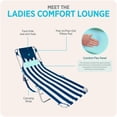 thumbnail image 5 of (2 pack) Ostrich The Ladies Comfort Lounger, Foldable Beach Pool Tanning Chair, Stripe, 5 of 13
