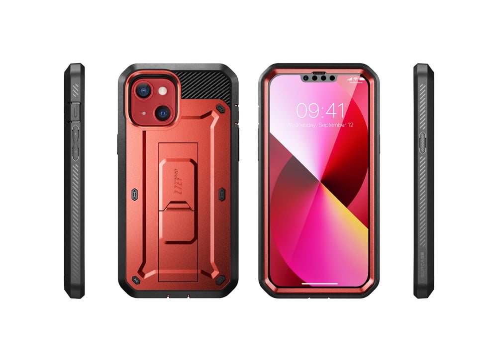 SUPCASE Unicorn Beetle Pro Series Case for iPhone 13 Mini (2021 Release) 5.4 Inch, Built-in Screen Protector Full-Body Rugged Holster Case (Ruddy)