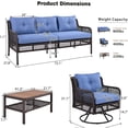 thumbnail image 6 of JERFIT 5-Piece Outdoor Patio Sectional Set with Swivel Rocking Chairs, PE Wicker 3-Seater Sofa Conversation Set with Wood Table for Poolside, Deck, Backyard, Blue, 6 of 10