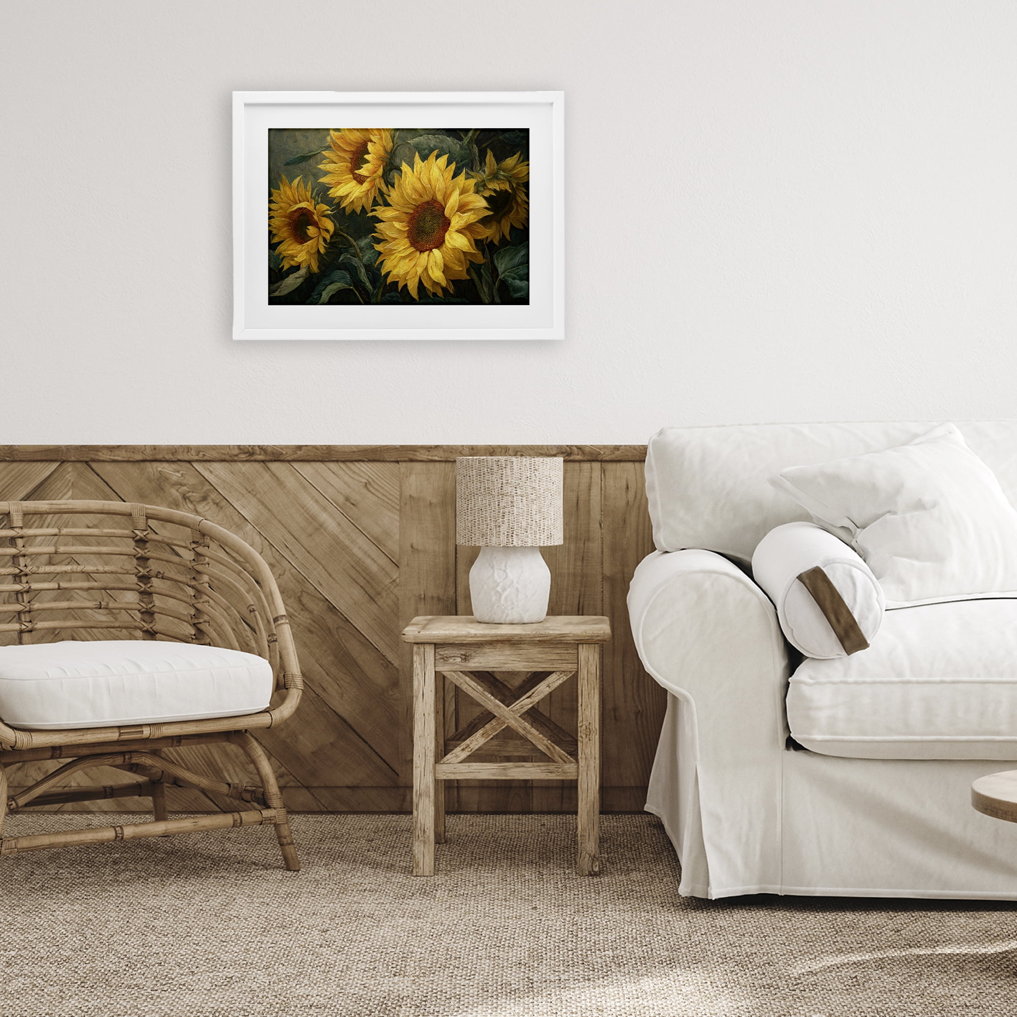 Stupell Industries Sunflowers For The Soul White Framed Print Under Glass, design by Tina LeCour