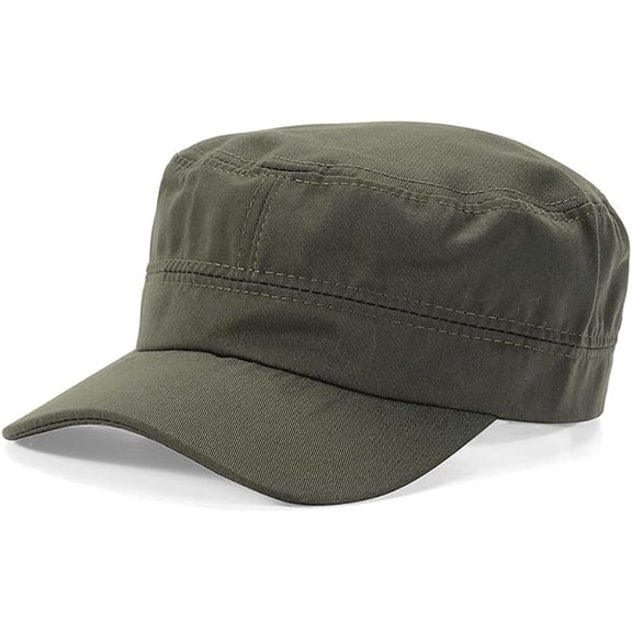 CoCoMangos Cadet Army Cap Military Style Adjustable Flat Top Cap Unisex Basic Baseball Hat for Men Women