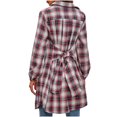 thumbnail image 3 of BLVB Women's Plaid Long Jacket Casual Loose Lapel Button down Long Sleeve Fall Shirts Blouse, 3 of 3
