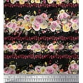 thumbnail image 2 of Soimoi Black Cotton Voile Fabric Floral Panel Decor Fabric Printed BTY 42 Inch Wide, 2 of 3