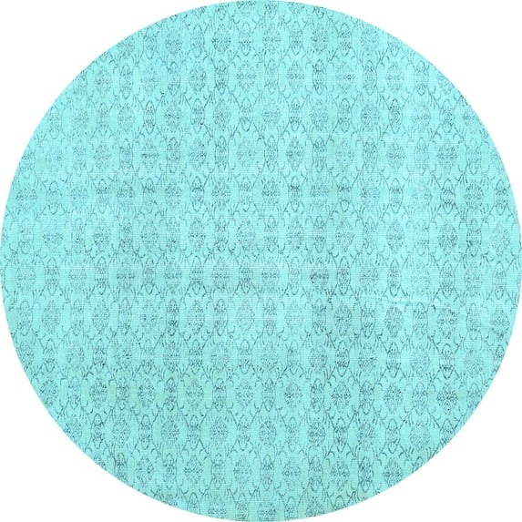 Ahgly Company Indoor Round Abstract Light Blue Contemporary Area Rugs, 3' Round