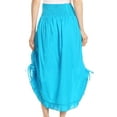 thumbnail image 2 of Sakkas Coco Long Cotton Ruffle Skirt with Pockets and Elastic Waistband - Turq - One Size Regular, 2 of 4