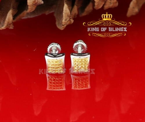 King of Bling's 0.10ct Diamond 925 Sterling Silver White Kite Stud Earrings For Women's & Men's