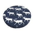 thumbnail image 2 of Round Bar Stool Seat Covers, Aesthetic reindeer moose navyblue Elastic Round Chair Cover Stool Seat Slipcover Bar Stool Cushions Round Pad for 12-14 inch, 2 of 7