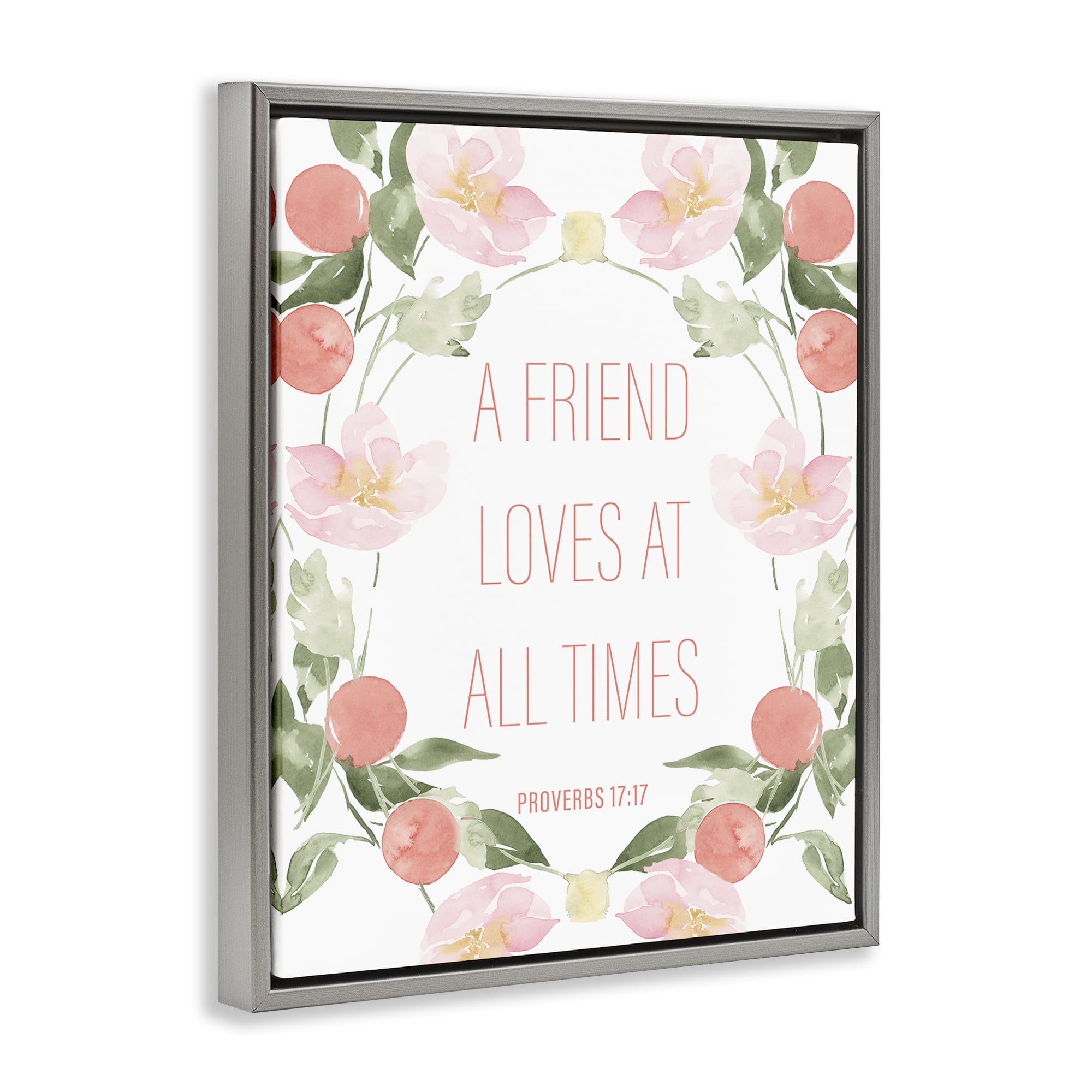 Stupell Industries A Friend Loves At All Times Gray Framed Floater Canvas Wall Art, design by Lucille Price