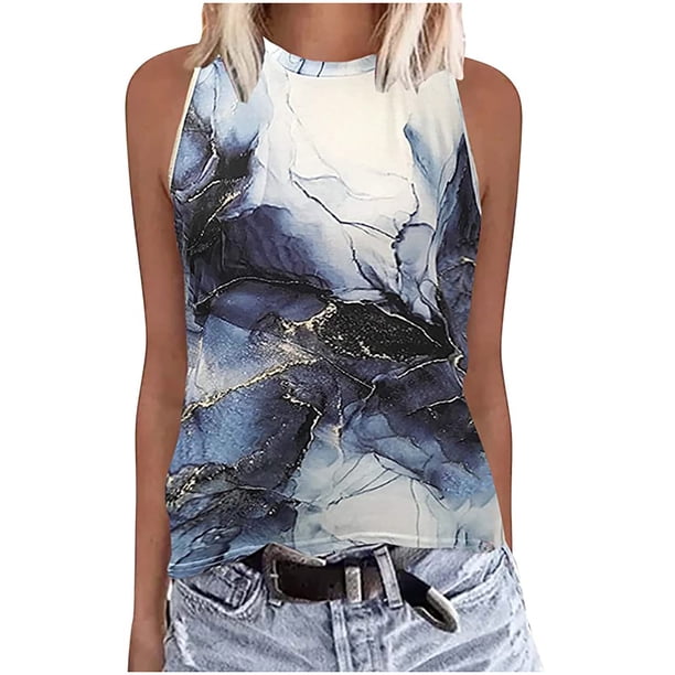 Camiseta básica sin mangas con estampado casual sin mangas para mujer Fridja qr4402