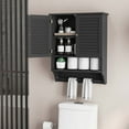 thumbnail image 6 of Costway Bathroom Wall Mounted Medicine Cabinet with Louvered Doors & Towel Bar Black, 6 of 10