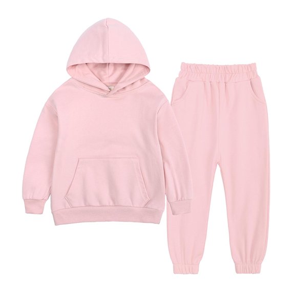 Lovskoo 2Pcs Outfits Kids Boys Girls Hoodies Tracksuit Sweatsuits Sports Long Sleeve Pullover Sweatshirt and Sweatpants Fall Suit Outwear Baby Winter Clothes Pink