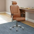 thumbnail image 2 of Atlin Designs Chaise de Bureau Pivotante en Faux Cuir en Brun Clair, 2 of 5