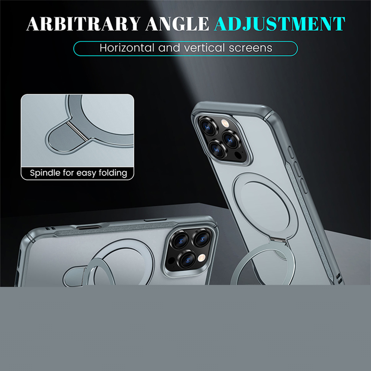 thumbnail image 2 of Allytechgroup Magnetic Case for iPhone 15 Plus with Stand, Built-in Ring Holder Support Wireless Chagring Hard PC Rugged Heavy Duty Durable Cover Case Shockproof Protective, Gray, 2 of 6