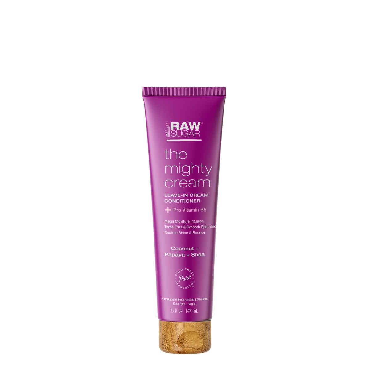 (2 pack) Raw Sugar The Mighty Hair Cream Leave-In Conditioner, Coconut + Papaya + Shea, 5 fl oz