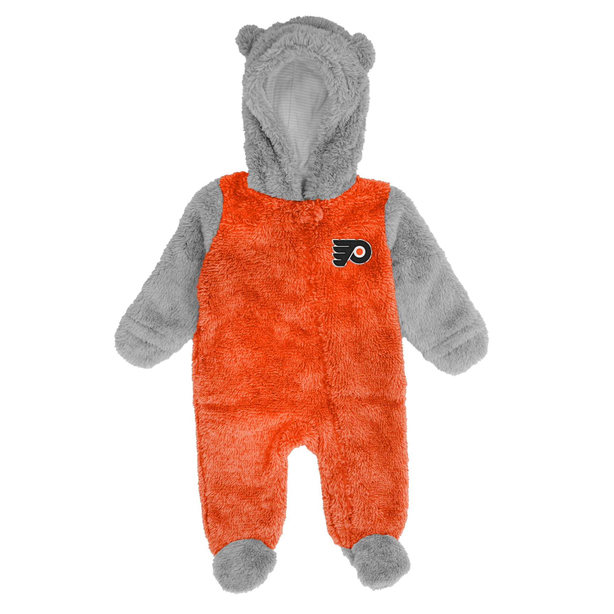 Newborn & Infant Orange Philadelphia Flyers Game Nap Teddy Fleece Bunting Full-Zip Sleeper