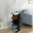 thumbnail image 5 of AuroraX Freestanding Shoe Rack Small for Entryway,4 Tiers Hold 4 Pairs Shoe Organizer,Sturdy Portable Black Shoe Storage Front Door for Narrow Space, 5 of 6