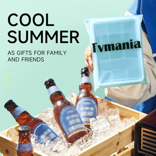 Set of 2 Stackable Silicone Ice Cube Trays with Removable Lids, Easy Release Flexible Molds for Whiskey, Cocktails, and Baby Food, BPA-Free Reusable Freezer Trays in Bamboo Green