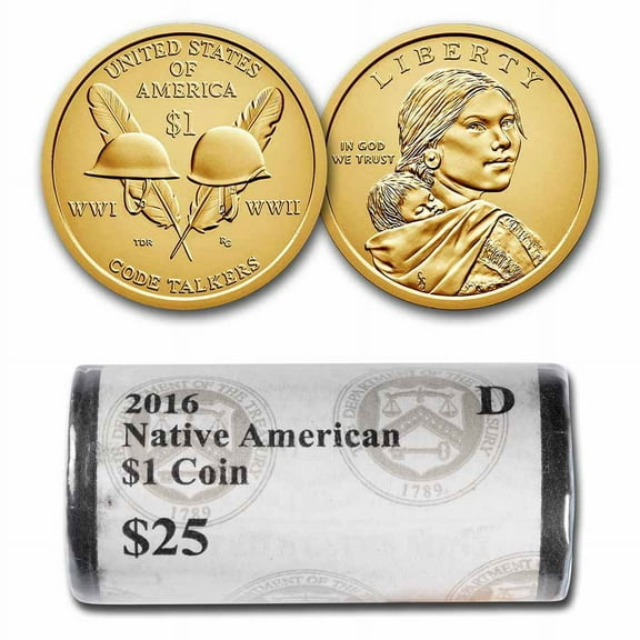 2016-D Native Amer $1 - Code Talkers (25 Coin Roll) BU