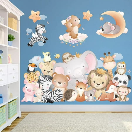 Siced Stickers Muraux Enfants Autocollant Mural Bebe Garcon Fille Chambre Decoration Animaux Elephant Lion Tigre Girafe Koala Zebre Stickers Muraux Chambre Autocollant Mural Bebe Pepiniere Mur Decor Walmart Canada