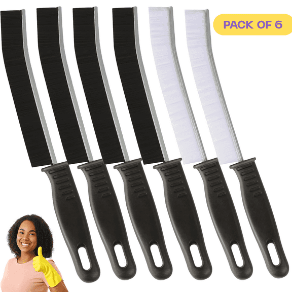 KDJ HOME 3-Pack Multifunctional Nylon Bristle Cleaning Brushes, Black&White