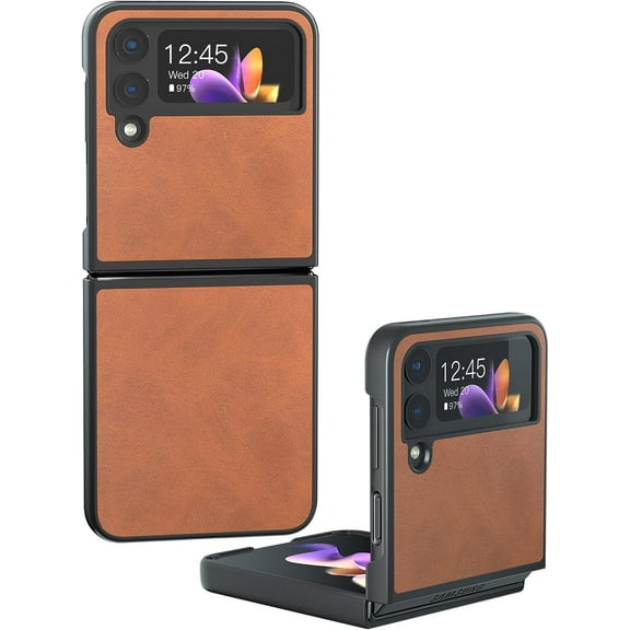 for Samsung Galaxy Z Flip 4 5G 2022 Case, Slim PU Leather Case Lightweight Protective Case for Samsung Galaxy Z Flip 4 5G 2022 (Brown)