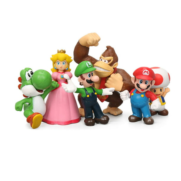 Tendencia Moderador apoyo FASLMH 6pc Super Mario Bros Peach Toad Mario Luigi Yoshi Donkey Kong Action  Figure Toys - Walmart.com