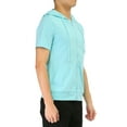 thumbnail image 4 of Unique Bargains Men's Short Sleeve Solid Color Zip Up Sport Hoodies S Teal, 4 of 7