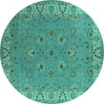 thumbnail image 1 of Ahgly Company Indoor Round Oriental Turquoise Blue Traditional Area Rugs, 5' Round, 1 of 4