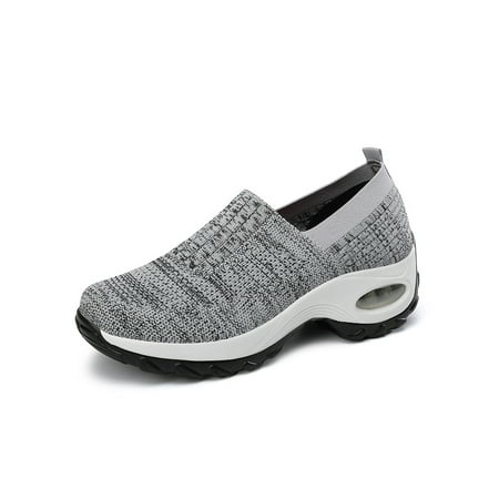 

Ritualay Ladies Sock Sneakers Knit Upper Casual Shoe Mesh Walking Shoes Comfort Lightweight Running Sports Slip On Gray 8.5