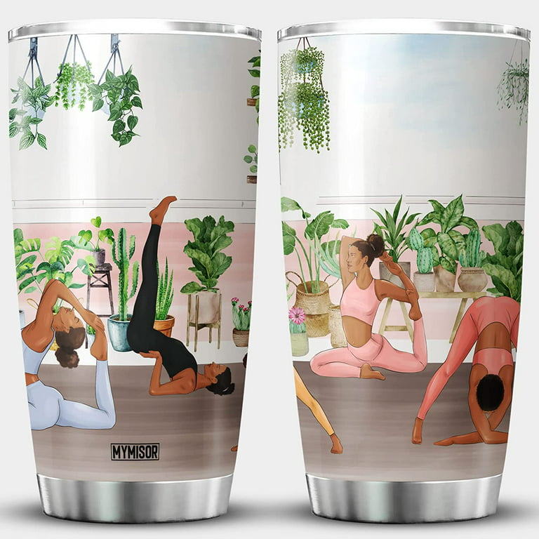 Yoga Tumbler 20oz Black Women Yogi Yoga Lover Gift Stainless Steel Coffee  Mug Insulated Coffee Cups For Yoga Teachers African American Girls With  Yoga