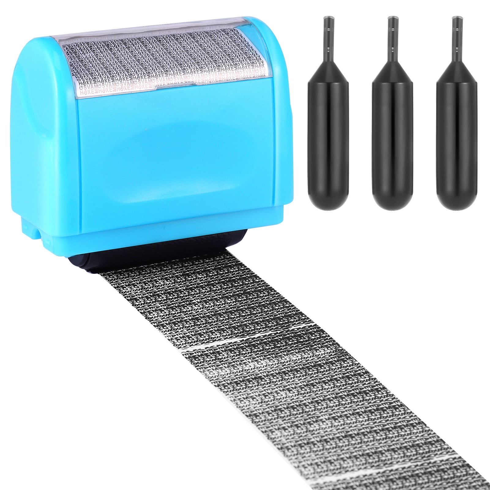 AHIER Identity Protection Roller Stamps Included 6 Pack Refills Ink for Identity Address Blockout Privacy Protection Blue 
