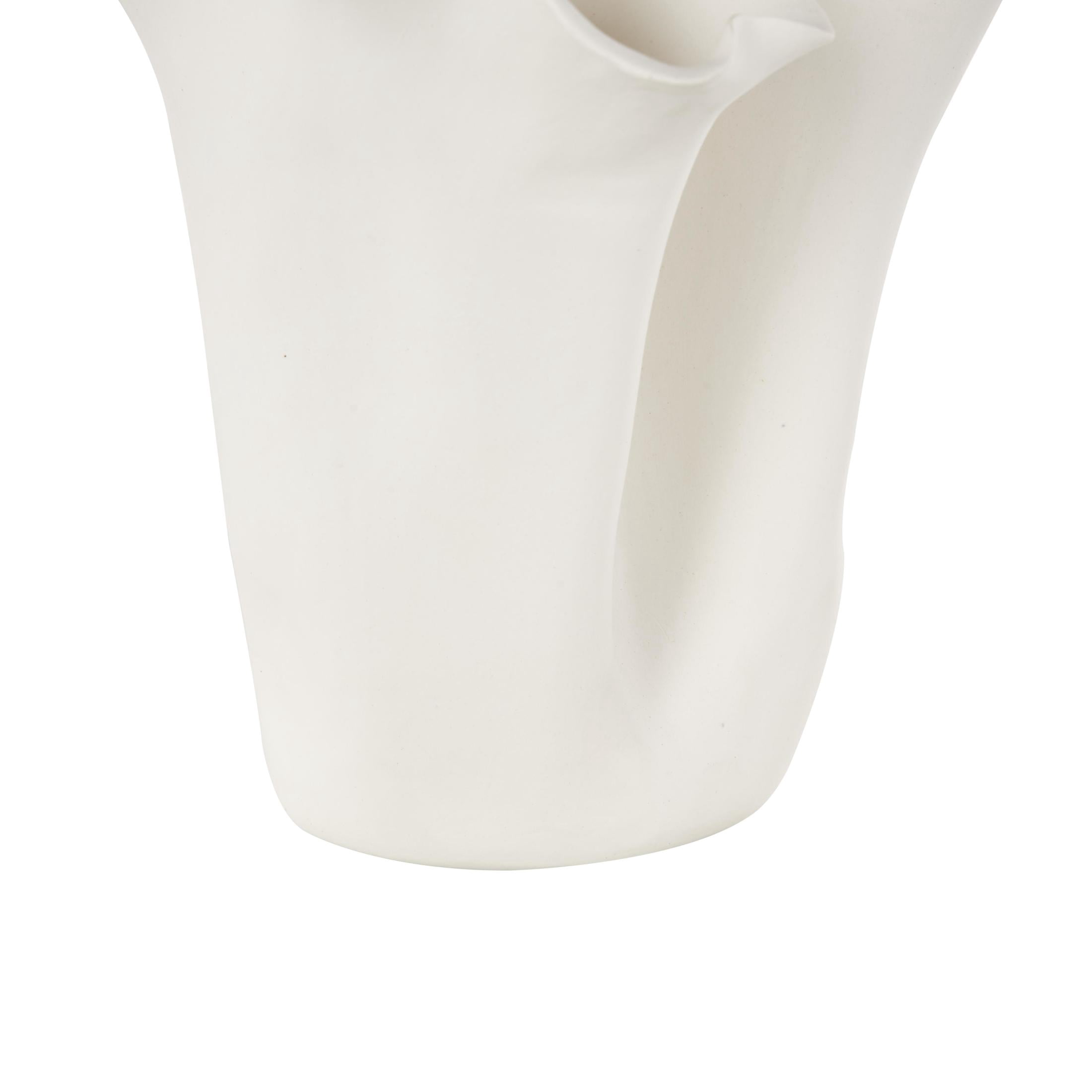 DecMode 10" Floral Abstract Floral Inspired Cream Ceramic Vase
