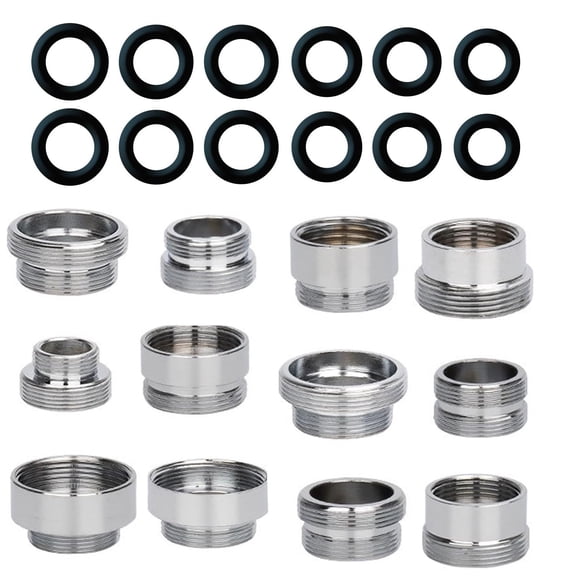 12 PCS Faucet Adapter Kit, Chrome Metal Aerator Converter Set with 12 Washers, Male to Female Thread Connectors for Garden Hose and Kitchen Sink