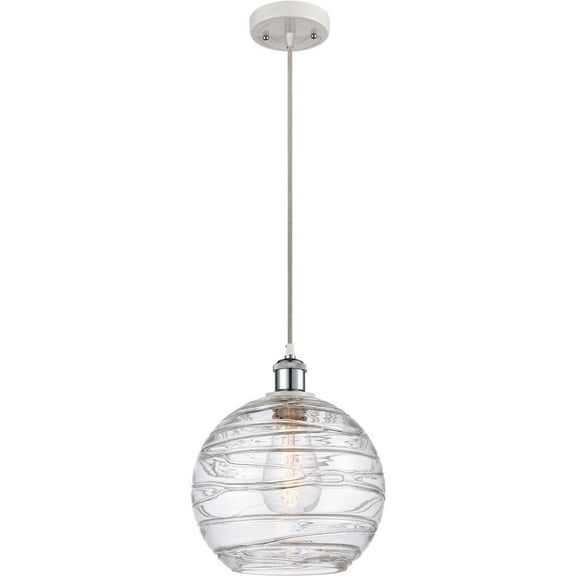 Innovations Lighting Ballston Athens Deco Swirl - 1 Light 10" Cord Hung Mini Pendant White and Polished Chrome