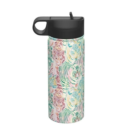 

Bingfone Watercolor Tiger Print 18oz Sports Insulated Kettle With Straw Leakproof & BPA Free Drinking Sports Water Bottle for Fitness Gym & Outdoor