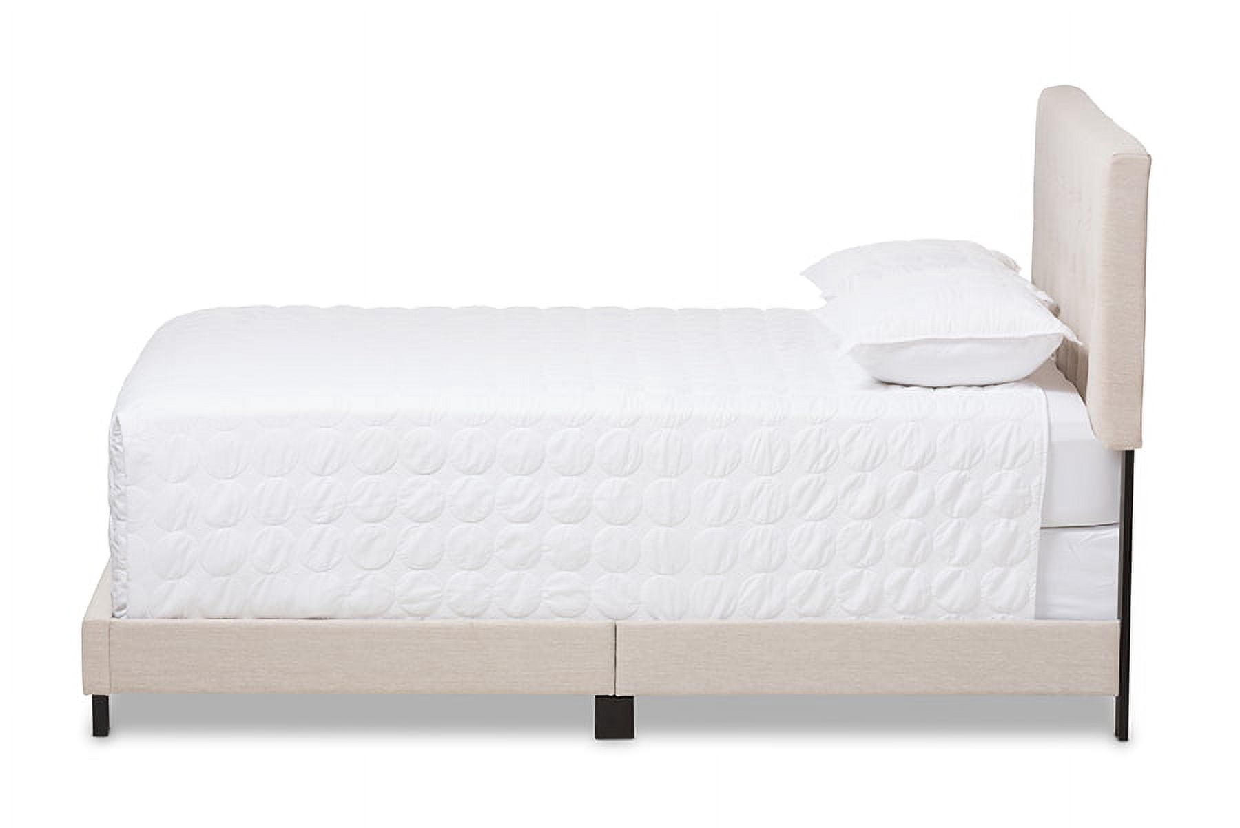 Baxton Studio Cassandra Light Beige Fabric Upholstered Queen Size Bed