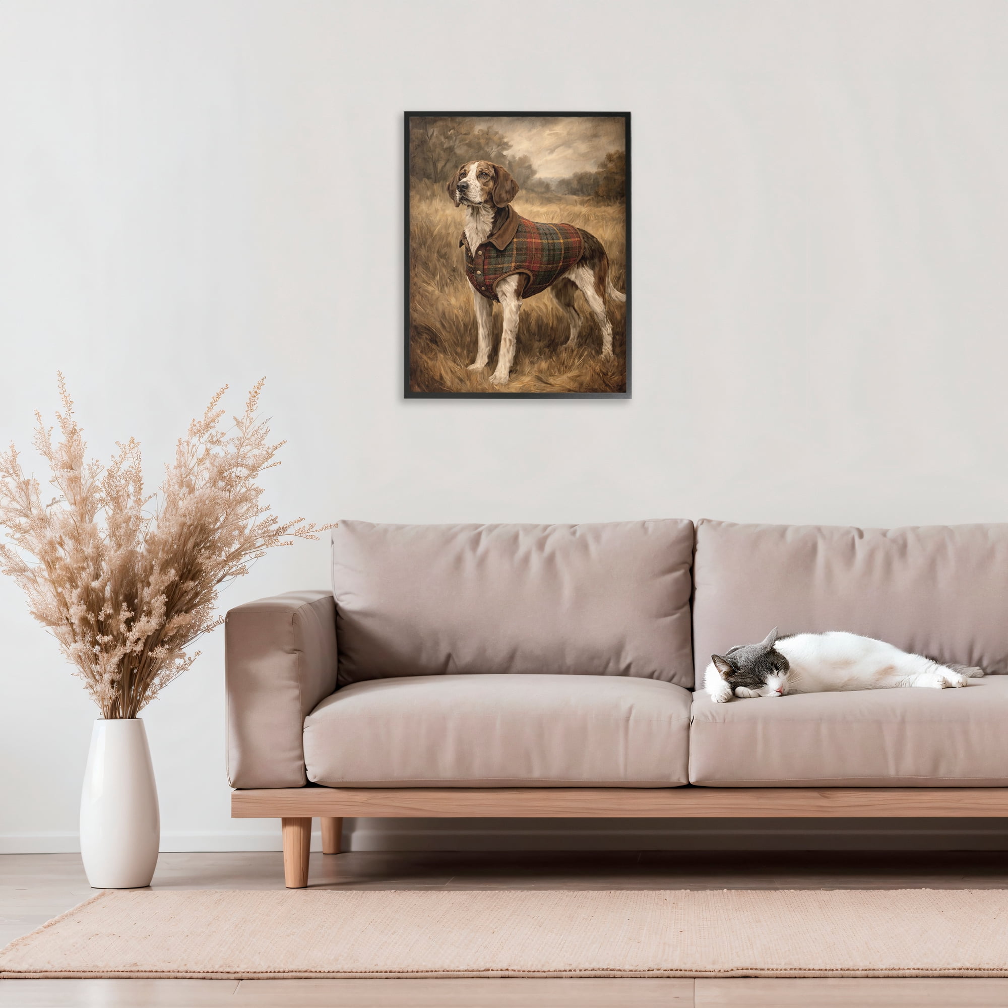 Stupell Industries Hunting Days Plaid Jacket Hound Black Framed Giclee Art, design by Kim Allen