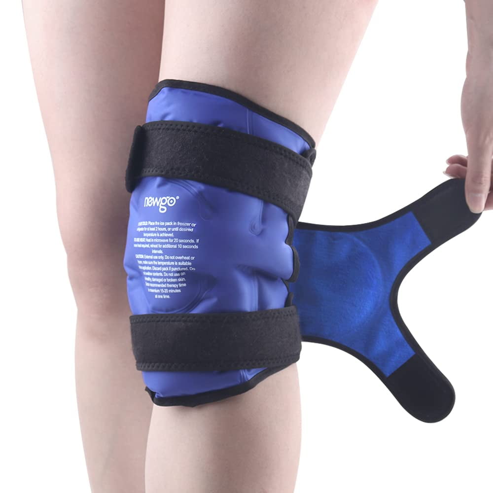 NEWGO Knee Ice Packs for Injuries, Reusable Gel Cold Pack Knee Wrap Around Entire Knee for Knee