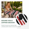 thumbnail image 4 of Round Outdoor Tablecloth with Umbrella Hole and Zipper, Red Black Stripe Tablecloth with Elastic Waterproof, Farmhouse Minimalist Striped Patio Table Covers for 31" - 35" Picnic Pool Tables, 4 of 9