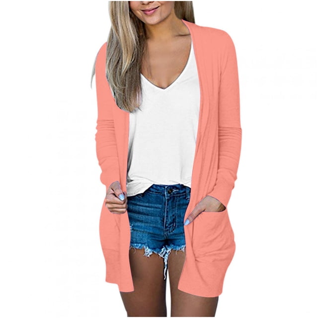 Pisexur Cardigans pour Femmes, Chandails Légers à devant Ouvert, Cardigan Décontracté Uni à Manches Longues, Boutonné, Coupe Ample, Cardigans d'Automne