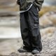 thumbnail image 5 of Pantalones de paracaídas con doble pliegue para hombre - Pantalones cargo con bolsillos grandes, nailon y spandex, M-XXXL, 5 of 7