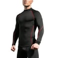 thumbnail image 1 of Faithtur Men’s Long Sleeve Workout Tops Mock Neck Slim Fit Compression Shirts Outdoor Athletic Tops, 1 of 5