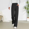 thumbnail image 2 of Womens Casual Work Dress Pants Wide Leg Yoga Pants Lounge Slacks Trousers High Waist Comfy Loose Trousers with Pockets Black, 2 of 8
