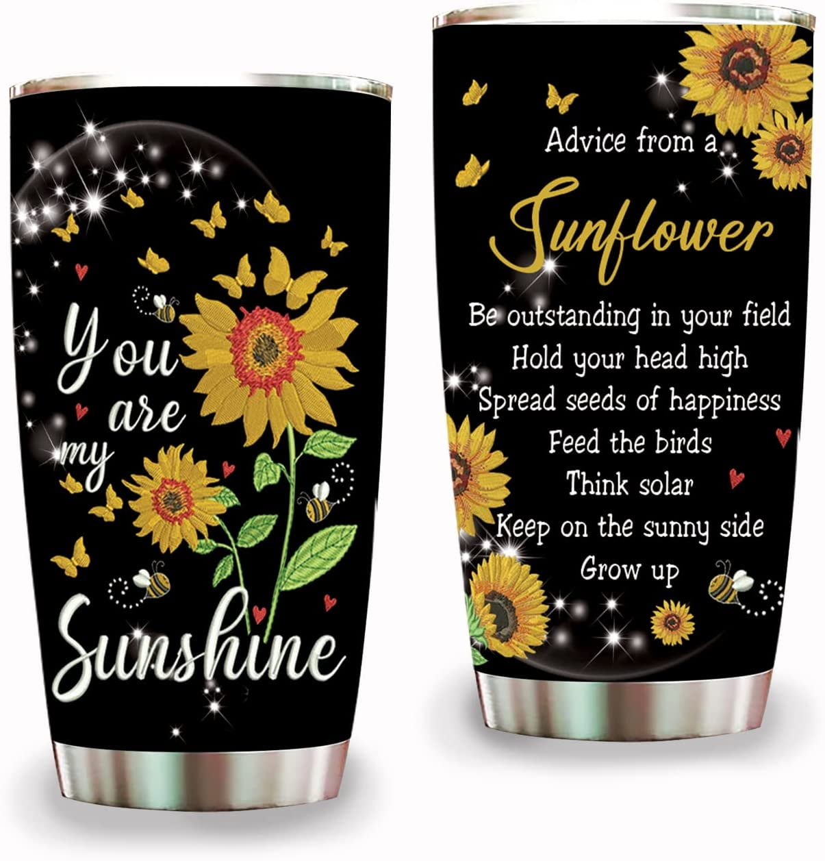 Jihqo Sunflowers Gnome Tumbler with Lid and Straw, Insulated Stainless  Steel Tumbler Cup, Double Walled Travel Coffee Mug Thermal Vacuum Cups for  Hot