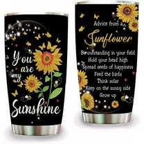 Sunflower Tumbler with Lid Double Wall Tumbler 20oz Travel Coffee Mug Motivational Quote Flowers Sunflowers Gifts For Women Birthday