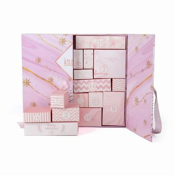 Caja De Calendario De Adviento Calendario de Adviento navideño de 24 días con diseño de caja vacía de papel colorido y 24 cajas de regalo para sorpresas navideñas personalizadas. Pieza única. Rkxzt