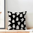 thumbnail image 3 of Halloween Decor Pillow Covers 18x18 Inch Set of 2 Black and White Ghost Boo Throw Pillows for Couch Happy Halloween Indoor Outdoor Farmhouse Decorative Cushion Case for Sofa Bed Decorations, 3 of 6