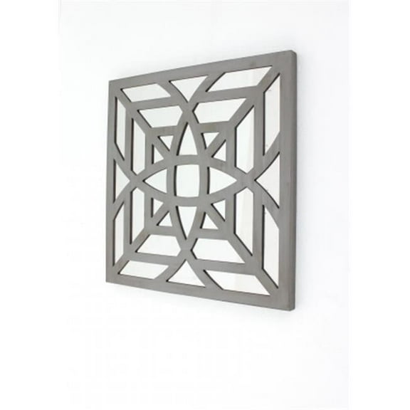 Square Mirror Wall Decor - Grey
