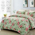 thumbnail image 6 of Exclusivo Mezcla Floral Quilt Set Queen Size, 3-Piece Reversible Quilt Bedding Set with Botanical Pink Flower Pattern, Lightweight and Soft Bedspread Coverlets, 6 of 7