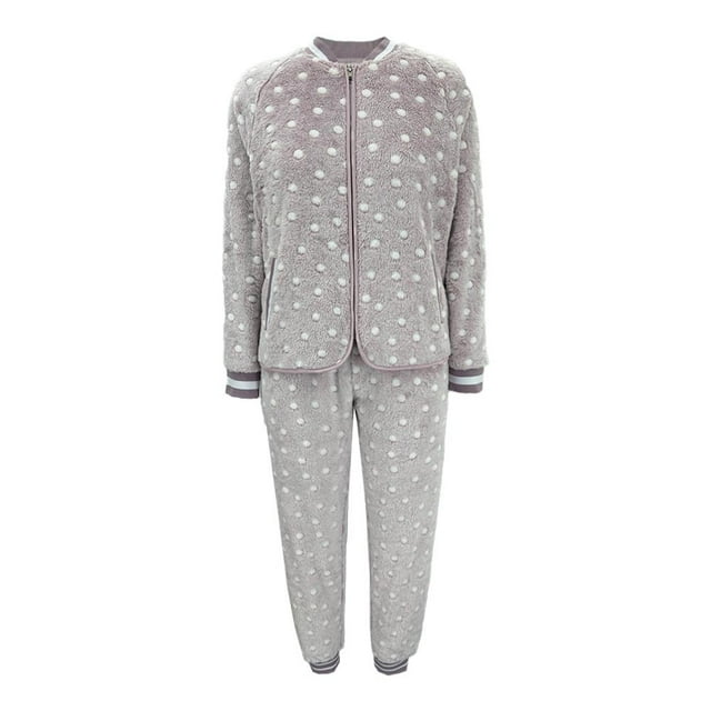 Pijama Secret Treasures Para mujer, Estampado de Lunares y Cierre Gris Jaspe, talla M